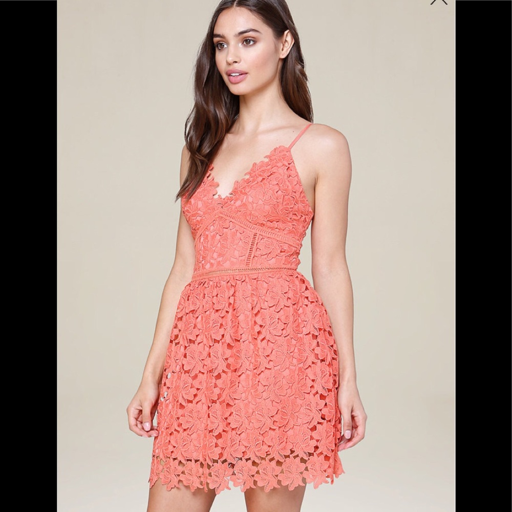 Bebe Valentina Coral lace dress